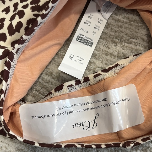 J. Crew Leopard Print One Piece Swimsuit Size 0 Brown Adjustable Cross Tie Back - Picture 5 of 11
